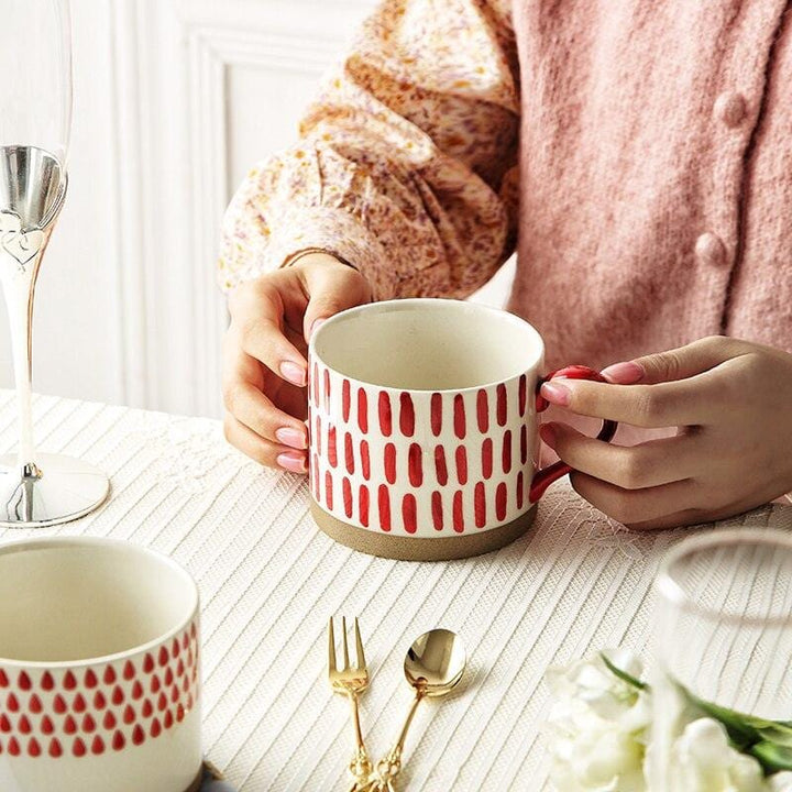 Lisslune | Large Stoneware Breakfast/Soup Mugs - Hand-Painted 450 ml