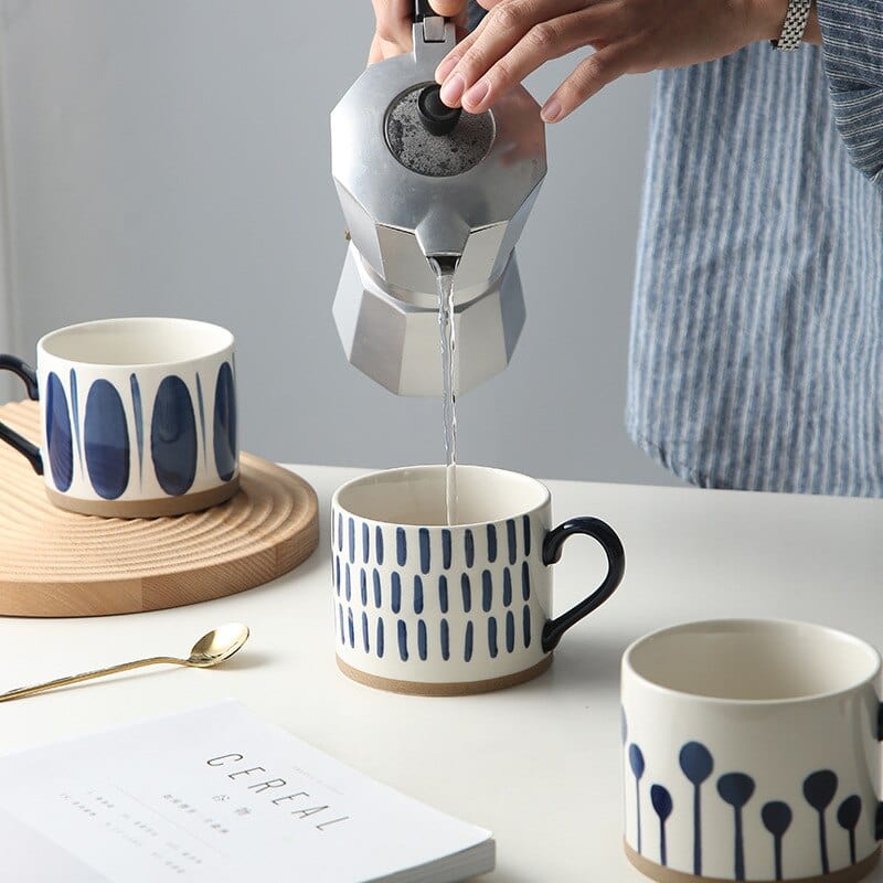 Lisslune | Large Stoneware Breakfast/Soup Mugs - Hand-Painted 450 ml