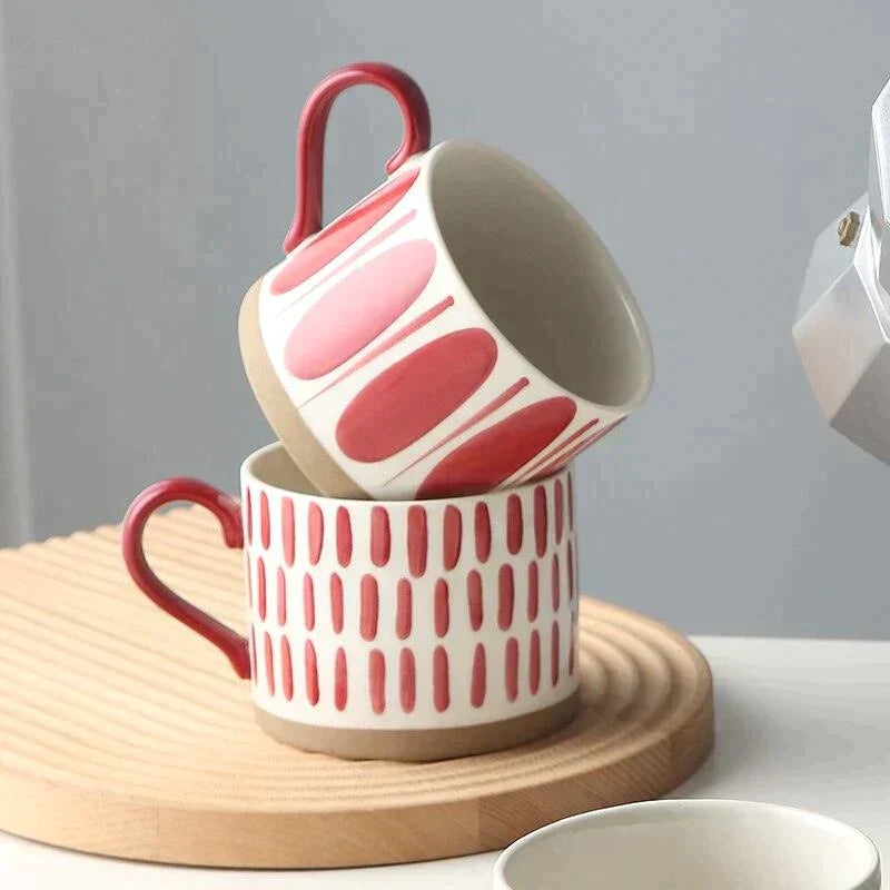 Lisslune | Large Stoneware Breakfast/Soup Mugs - Hand-Painted 450 ml