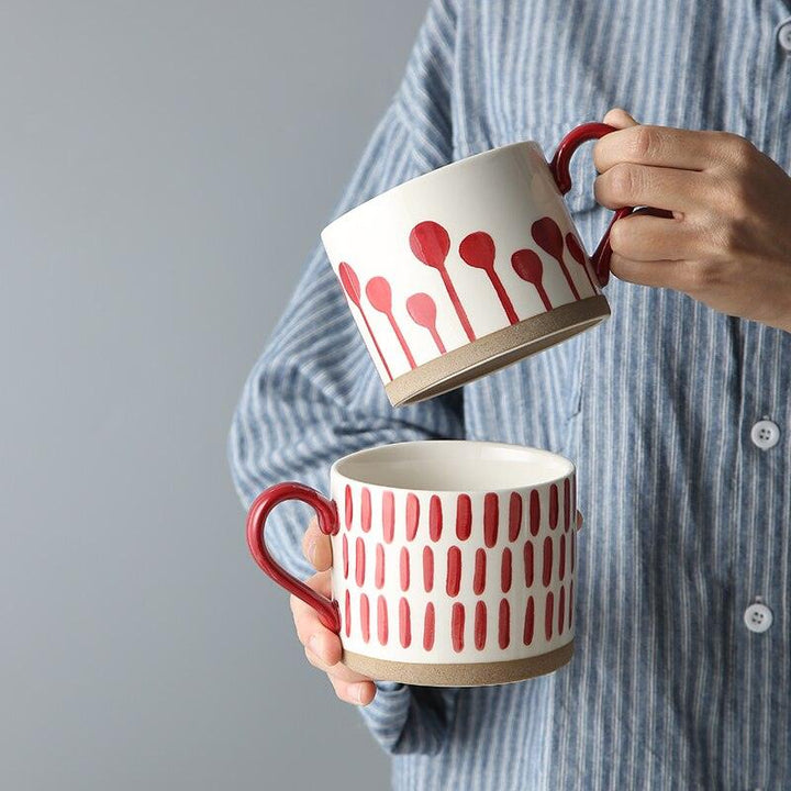 Lisslune | Large Stoneware Breakfast/Soup Mugs - Hand-Painted 450 ml