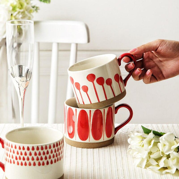 Lisslune | Large Stoneware Breakfast/Soup Mugs - Hand-Painted 450 ml