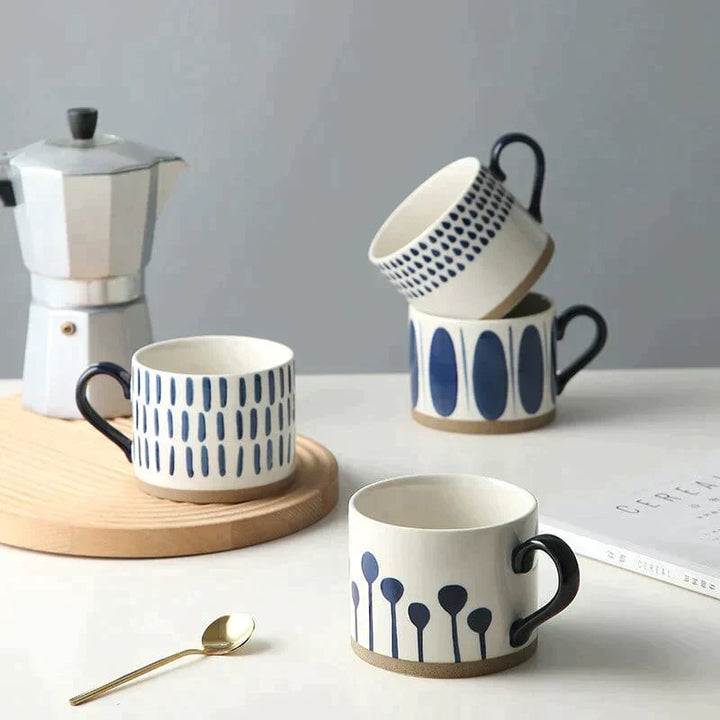 Lisslune | Large Stoneware Breakfast/Soup Mugs - Hand-Painted 450 ml