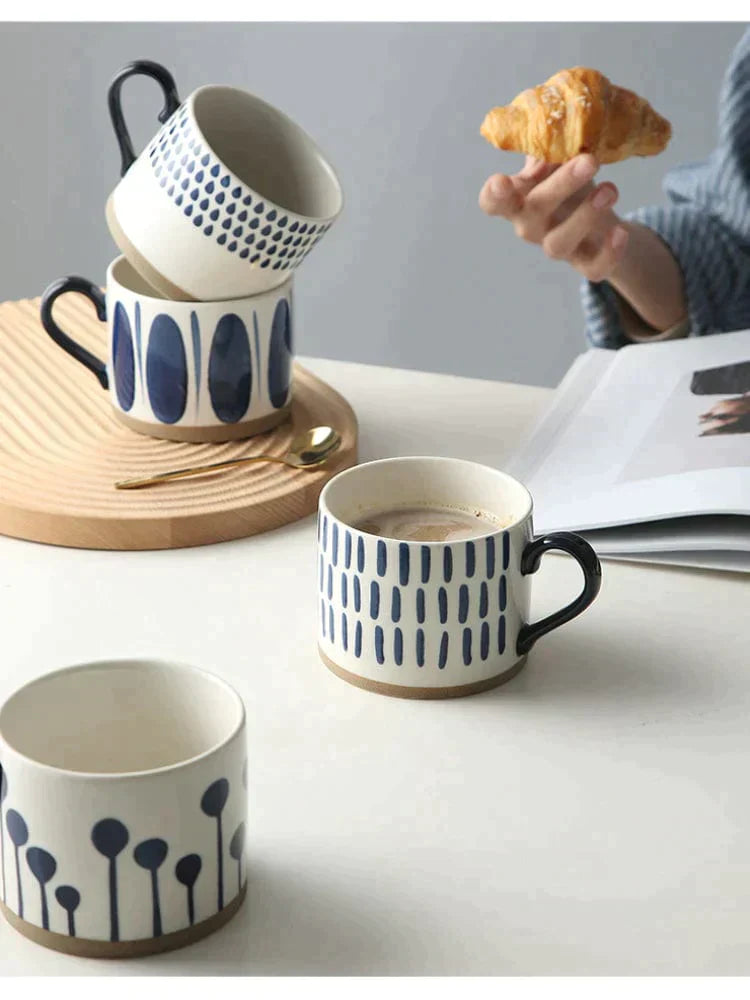 Lisslune | Large Stoneware Breakfast/Soup Mugs - Hand-Painted 450 ml