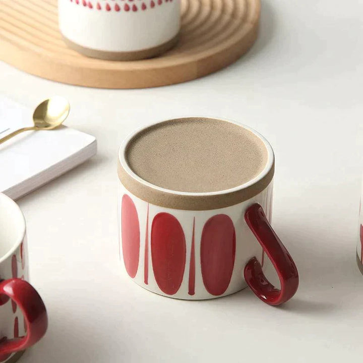 Lisslune | Large Stoneware Breakfast/Soup Mugs - Hand-Painted 450 ml