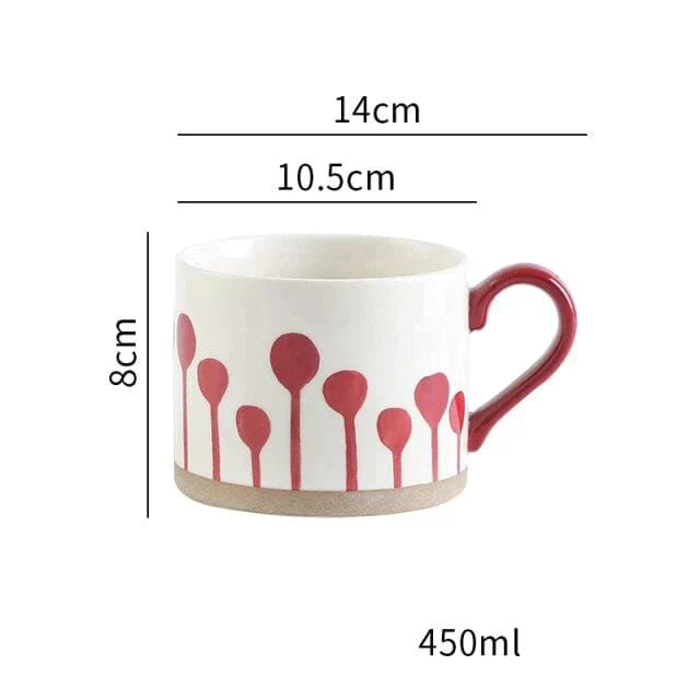 Lisslune | Large Stoneware Breakfast/Soup Mugs - Hand-Painted 450 ml
