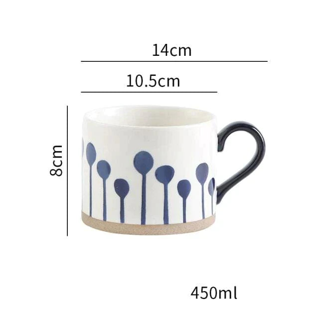 Lisslune | Large Stoneware Breakfast/Soup Mugs - Hand-Painted 450 ml
