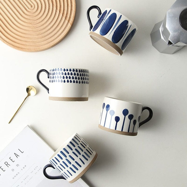 Lisslune | Large Stoneware Breakfast/Soup Mugs - Hand-Painted 450 ml