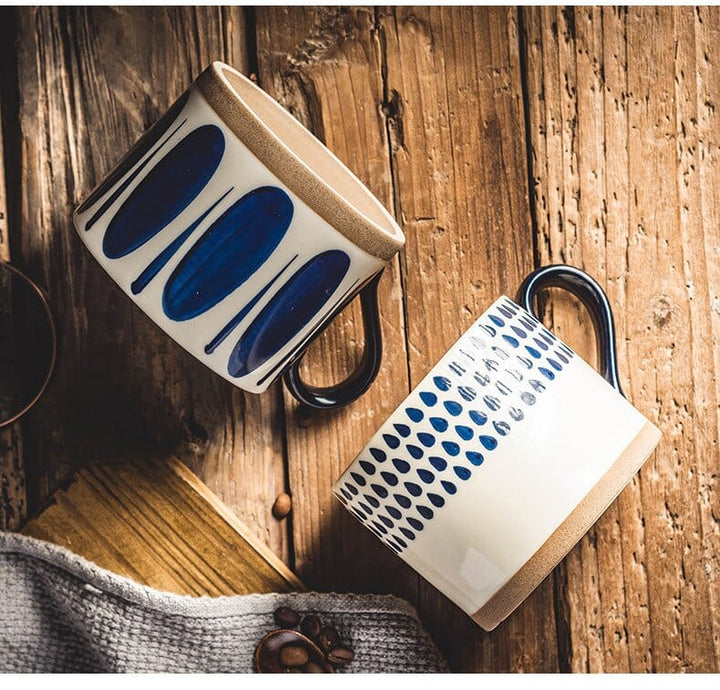 Lisslune | Large Stoneware Breakfast/Soup Mugs - Hand-Painted 450 ml