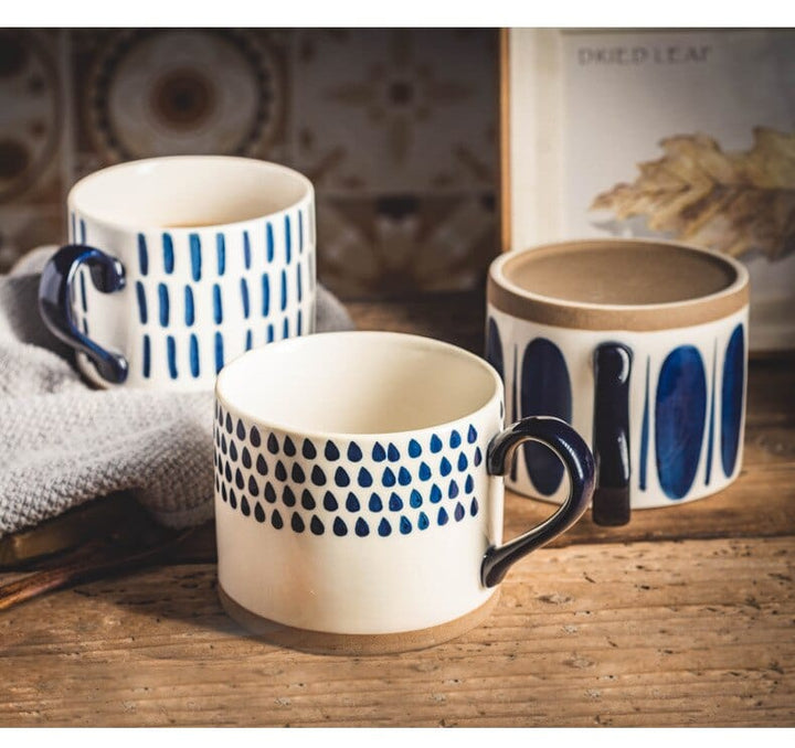 Lisslune | Large Stoneware Breakfast/Soup Mugs - Hand-Painted 450 ml