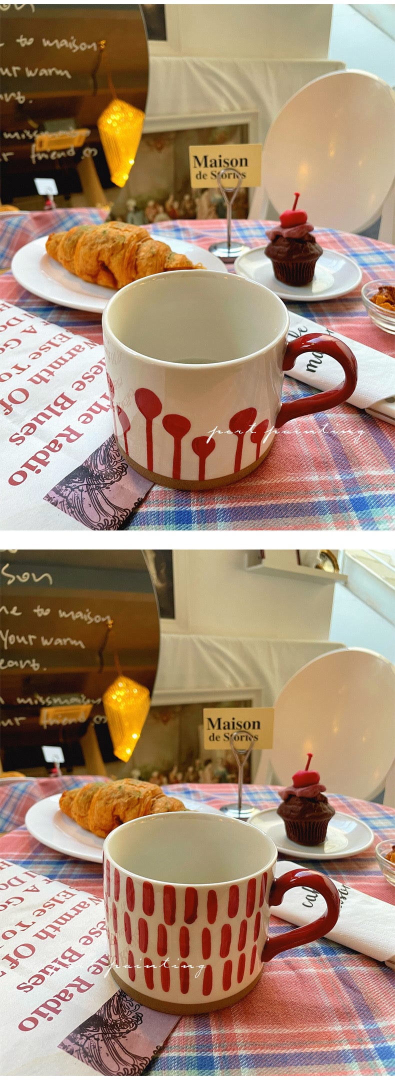 Lisslune | Large Stoneware Breakfast/Soup Mugs - Hand-Painted 450 ml