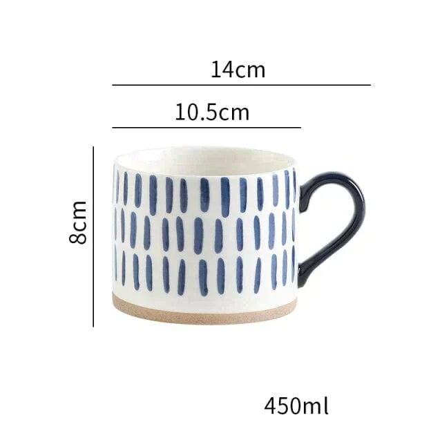 Lisslune | Large Stoneware Breakfast/Soup Mugs - Hand-Painted 450 ml