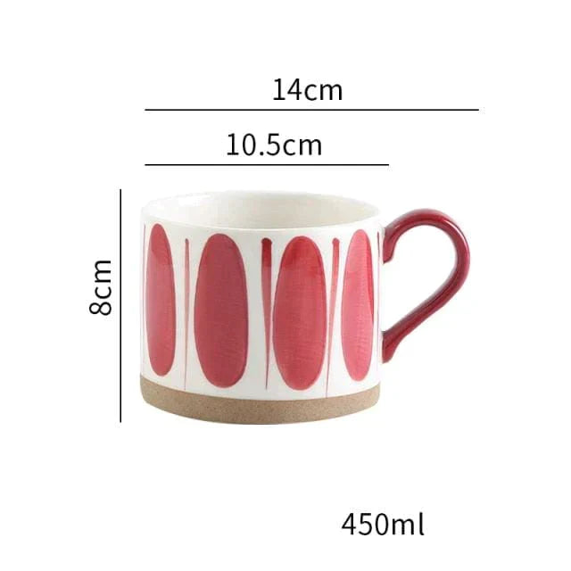 Lisslune | Large Stoneware Breakfast/Soup Mugs - Hand-Painted 450 ml