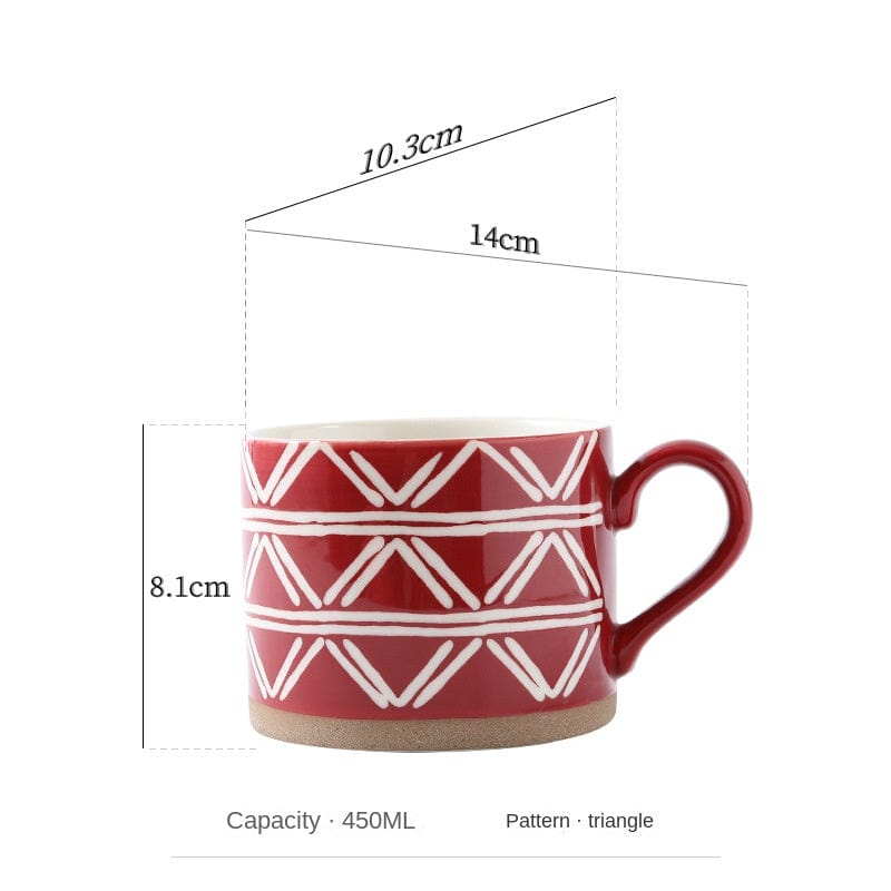 Lisslune | Large Stoneware Breakfast/Soup Mugs - Hand-Painted 450 ml