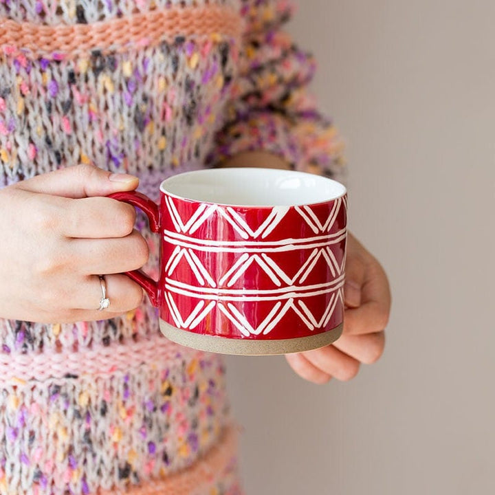 Lisslune | Large Stoneware Breakfast/Soup Mugs - Hand-Painted 450 ml