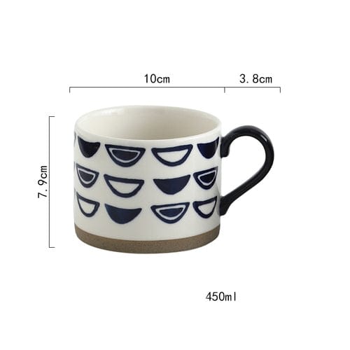 Lisslune | Large Stoneware Breakfast/Soup Mugs - Hand-Painted 450 ml