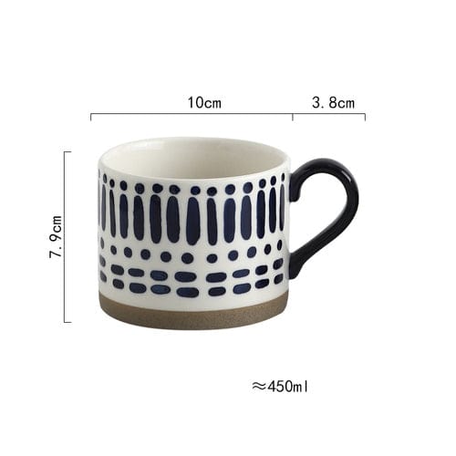 Lisslune | Large Stoneware Breakfast/Soup Mugs - Hand-Painted 450 ml