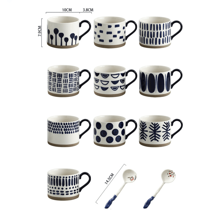 Lisslune | Large Stoneware Breakfast/Soup Mugs - Hand-Painted 450 ml
