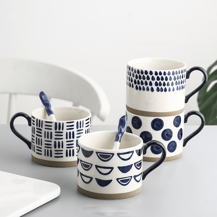 Lisslune | Large Stoneware Breakfast/Soup Mugs - Hand-Painted 450 ml