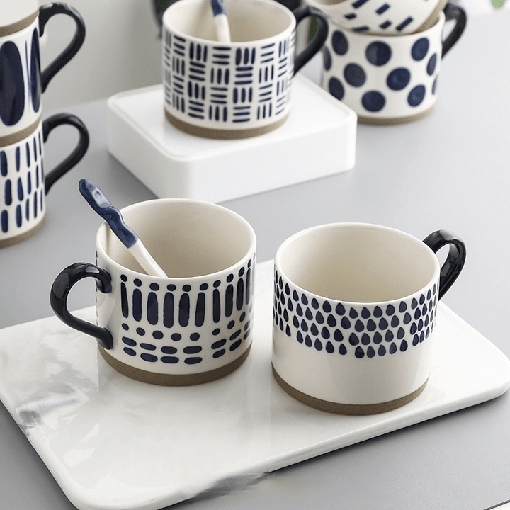 Lisslune | Large Stoneware Breakfast/Soup Mugs - Hand-Painted 450 ml
