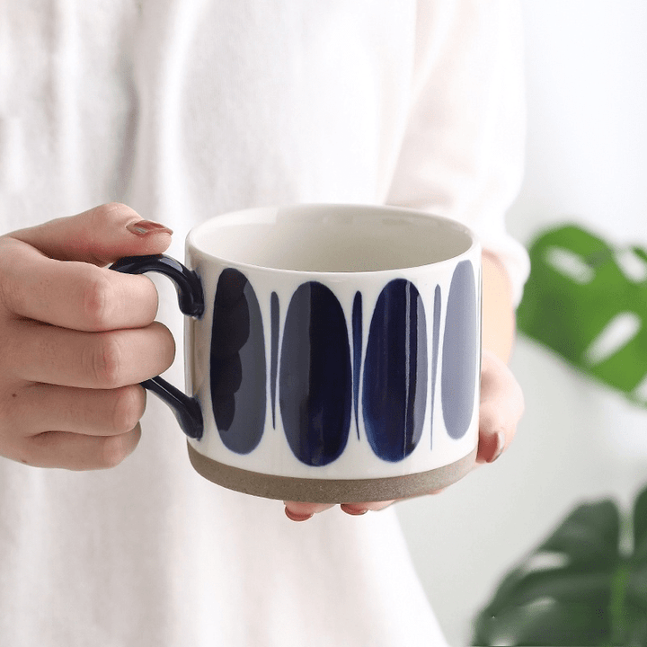 Lisslune | Large Stoneware Breakfast/Soup Mugs - Hand-Painted 450 ml