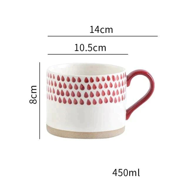 Lisslune | Large Stoneware Breakfast/Soup Mugs - Hand-Painted 450 ml