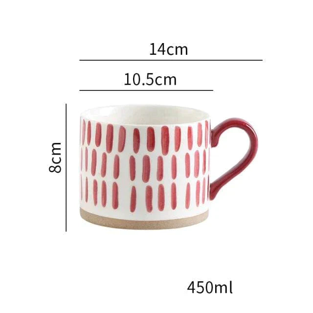 Lisslune | Large Stoneware Breakfast/Soup Mugs - Hand-Painted 450 ml