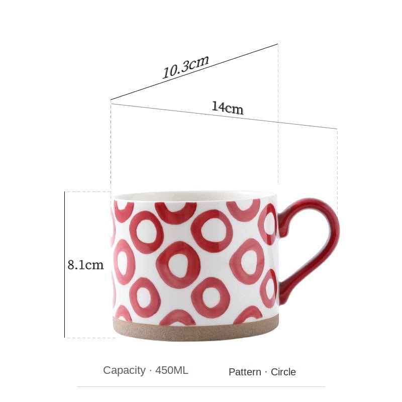 Lisslune | Large Stoneware Breakfast/Soup Mugs - Hand-Painted 450 ml