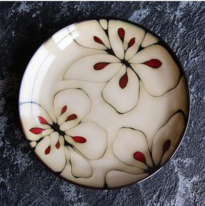 Lisslune | Floral ceramic hand-painted plates - 20.3-22.2 cm & approx. 25.4 cm (approx. 8-8.74" & 10")