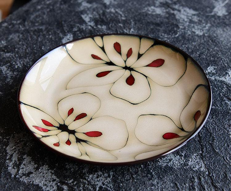 Lisslune | Floral ceramic hand-painted plates - 20.3-22.2 cm & approx. 25.4 cm (approx. 8-8.74" & 10")