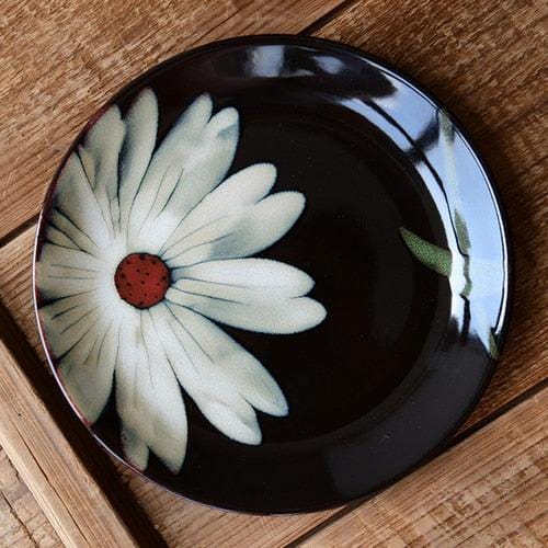 Lisslune | Floral ceramic hand-painted plates - 20.3-22.2 cm & approx. 25.4 cm (approx. 8-8.74" & 10")