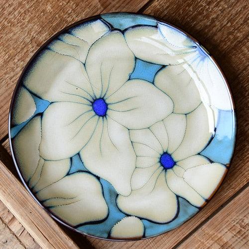 Lisslune | Floral ceramic hand-painted plates - 20.3-22.2 cm & approx. 25.4 cm (approx. 8-8.74" & 10")