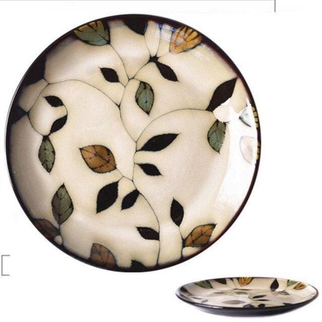 Lisslune | Floral ceramic hand-painted plates - 20.3-22.2 cm & approx. 25.4 cm (approx. 8-8.74" & 10")