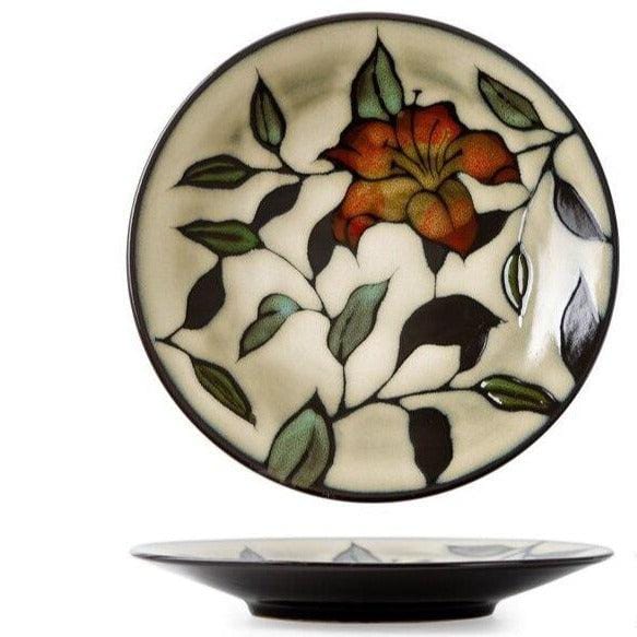 Lisslune | Floral ceramic hand-painted plates - 20.3-22.2 cm & approx. 25.4 cm (approx. 8-8.74" & 10")