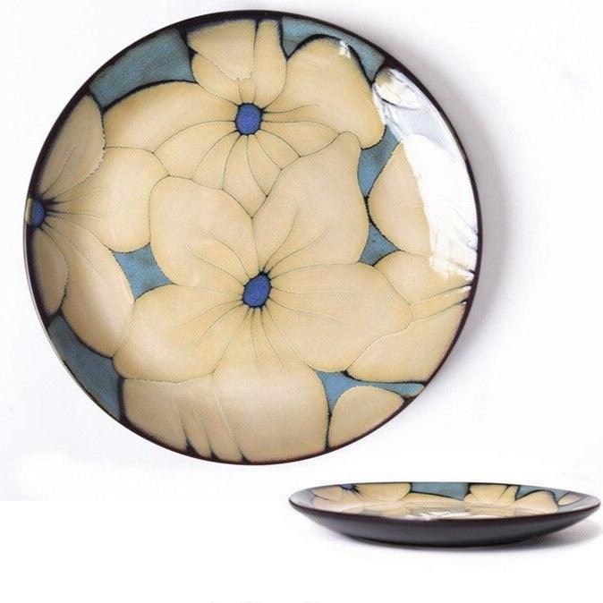 Lisslune | Floral ceramic hand-painted plates - 20.3-22.2 cm & approx. 25.4 cm (approx. 8-8.74" & 10")