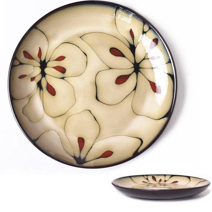 Lisslune | Floral ceramic hand-painted plates - 20.3-22.2 cm & approx. 25.4 cm (approx. 8-8.74" & 10")