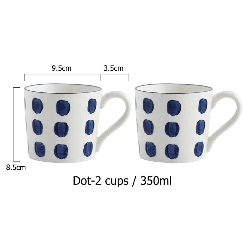 Lisslune | White and Blue Ceramic Supplier and Cups | 1.5 L & 350 ml