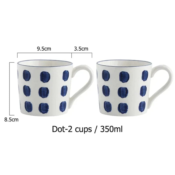 Lisslune | White and Blue Ceramic Supplier and Cups | 1.5 L & 350 ml
