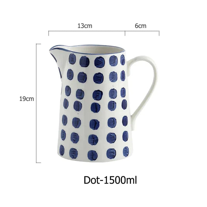Lisslune | White and Blue Ceramic Supplier and Cups | 1.5 L & 350 ml