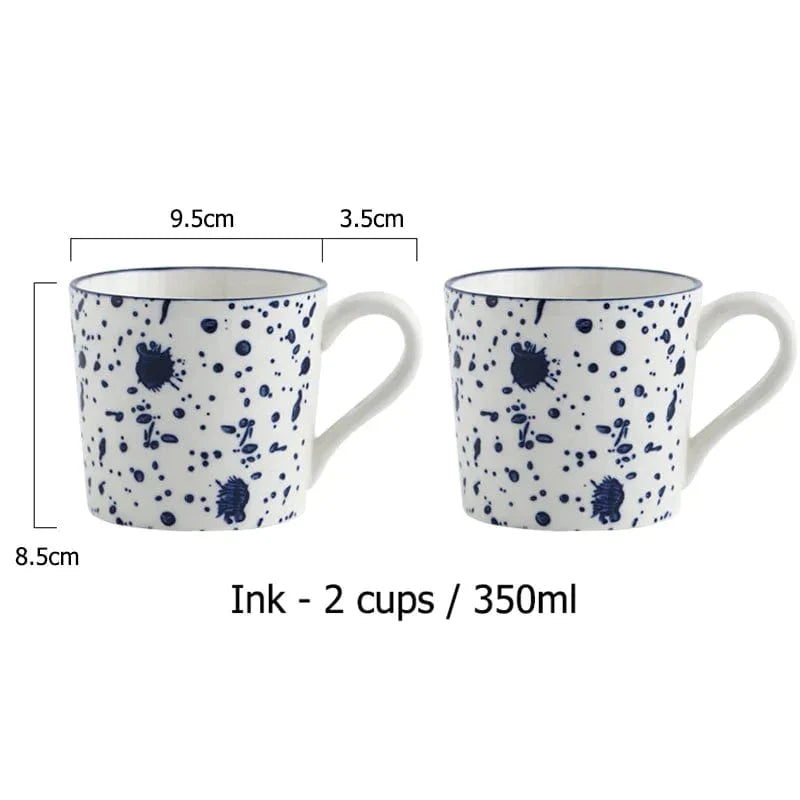 Lisslune | White and Blue Ceramic Supplier and Cups | 1.5 L & 350 ml