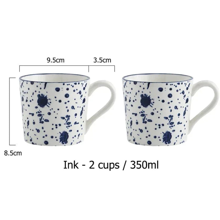 Lisslune | White and Blue Ceramic Supplier and Cups | 1.5 L & 350 ml