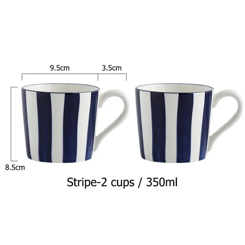 Lisslune | White and Blue Ceramic Supplier and Cups | 1.5 L & 350 ml