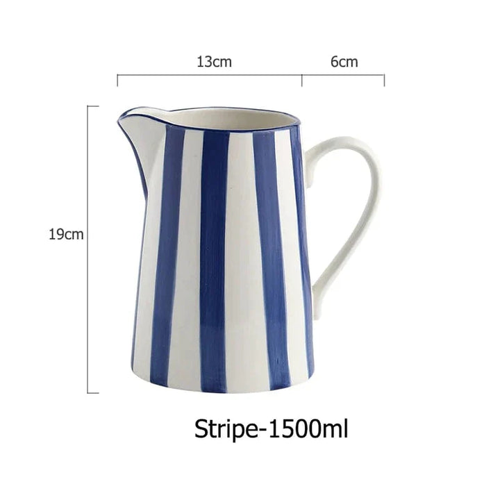 Lisslune | White and Blue Ceramic Supplier and Cups | 1.5 L & 350 ml