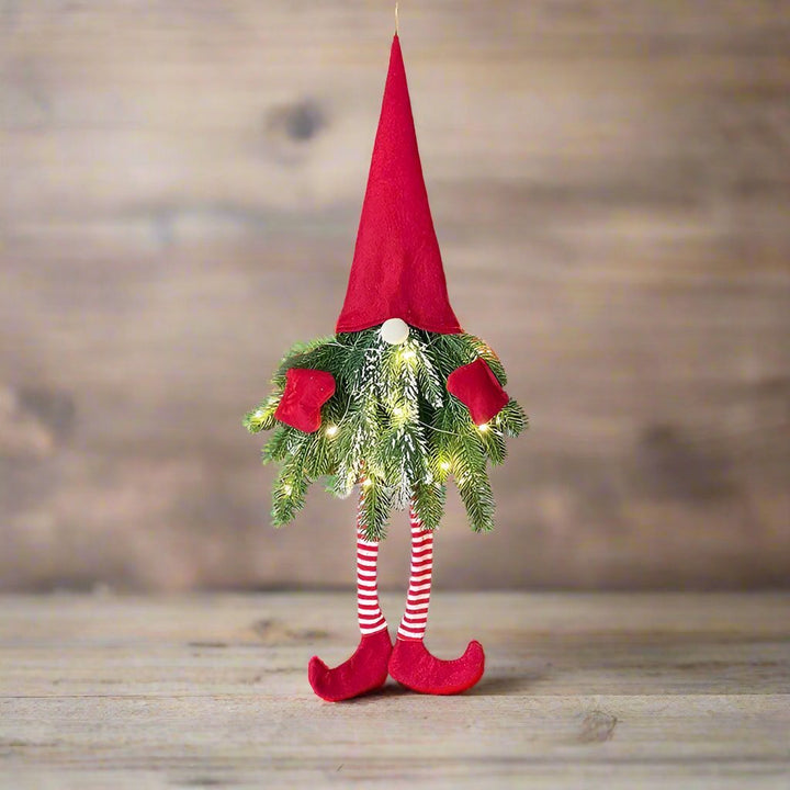 Lisslune | Santa Gnome with Christmas Wreath and Sparkling LED Lights – Perfect for Front Door, Wall, or Window Festive Magic