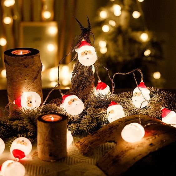 Lisslune | Santa Lights LED Christmas Decoration - Santa Head String Lights for Christmas, Holidays and Party Decoration