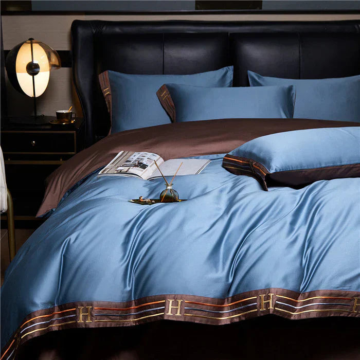 Lisslune | Satin Cotton Embroidered Bedding Set - Luxora