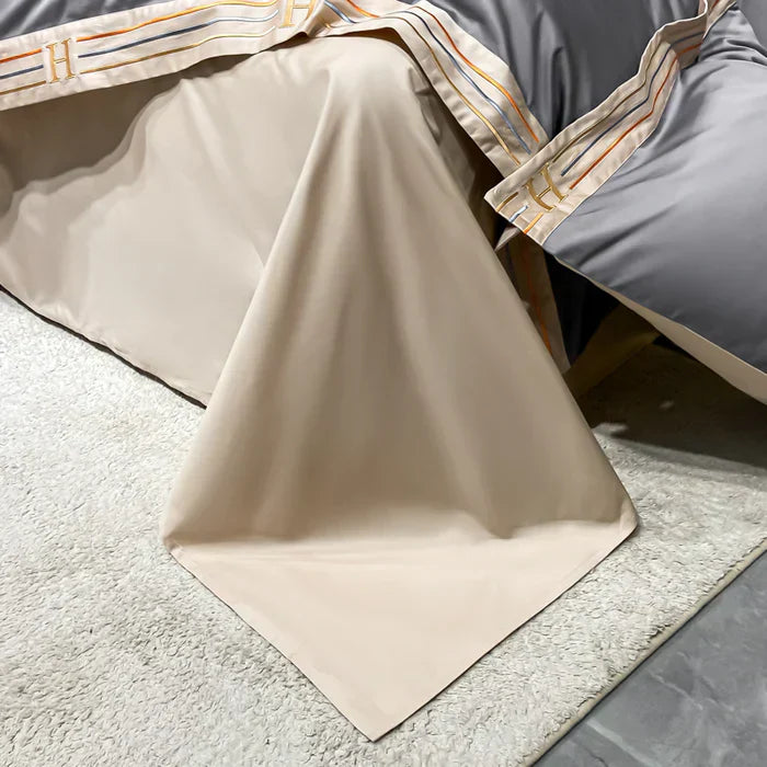 Lisslune | Satin Cotton Embroidered Bedding Set - Luxora