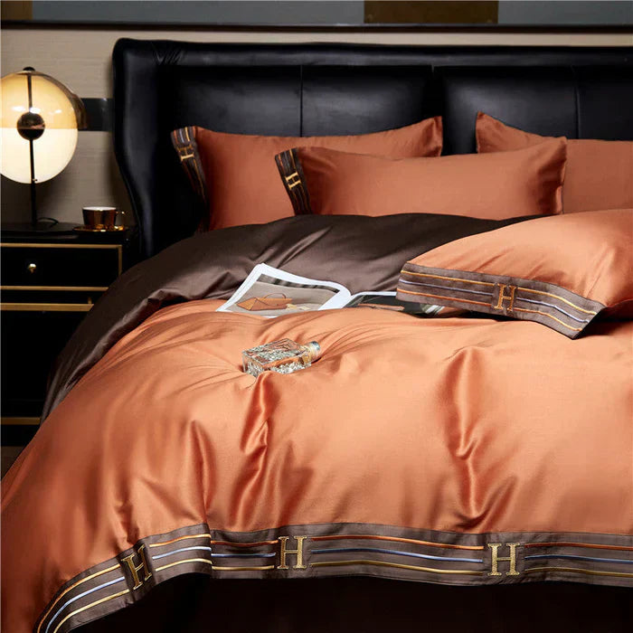 Lisslune | Satin Cotton Embroidered Bedding Set - Luxora