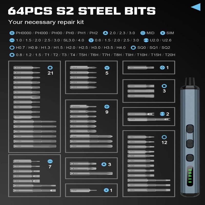 Lisslune | 64-In-1 Precision Electric Screwdriver Set