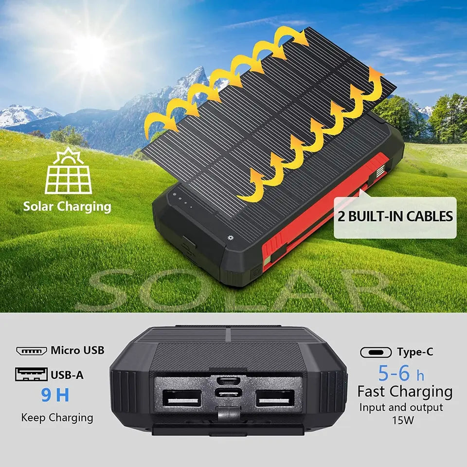 Lisslune | 30000mAh Solar Charger Wireless Waterproof Power Bank External