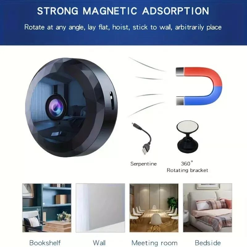 Lisslune | OPTIGUARD – Magnetic Mini WiFi Camera 1080P HD with Night Vision & Motion Detection